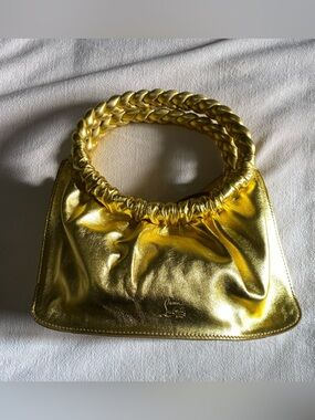 Christian Louboutin Metallic Gold Women’s Handbag with Braided Handle